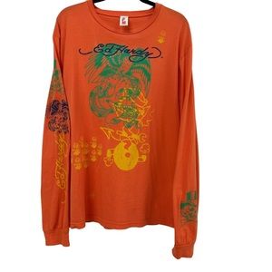Ed Hardy Vintage Men's Long Sleeve Orange T-Shirt